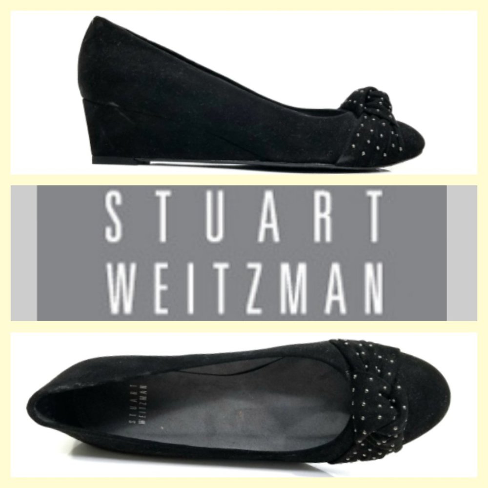Stuart Weitzman Black Flats With Silver Accents - image 2